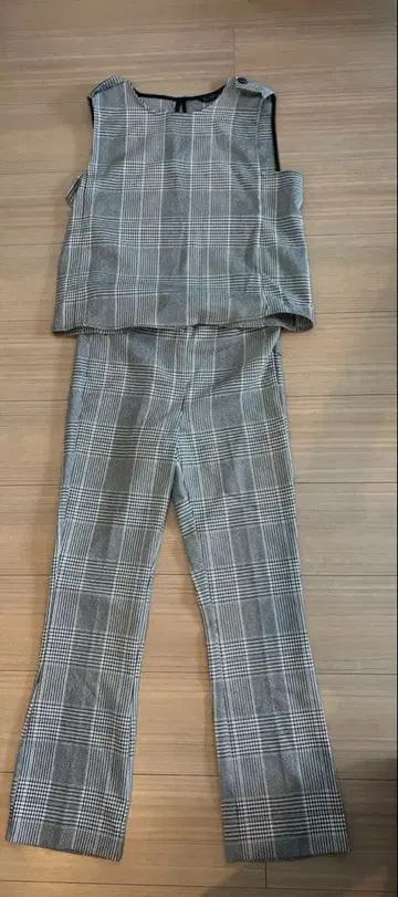 ZARA BASIC 체크 무늬 셋업 그레이 x 블랙