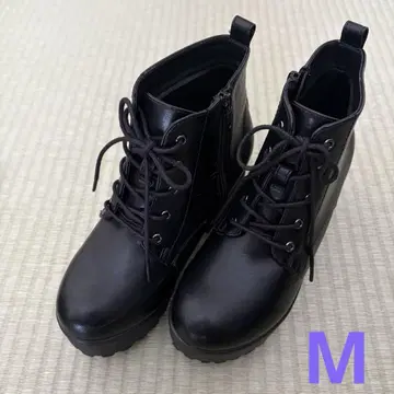 숏부츠 블랙 통굽 레이스업 졸업식 하카마