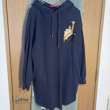 graniph 동물 자수 네이비 후드티