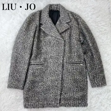 컨디션 최상 LIU JO 알파카 모헤어 혼방 레오파드 체스터 코트 M