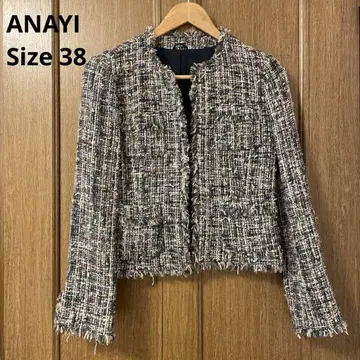 ANAYI 라메 트위드 노카라 자켓 38