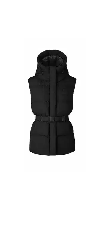 CANADA GOOSE 블랙 후드 부착 다운 베스트