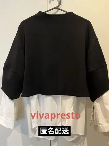vivapresto 레이어드 디자인 벌룬 슬리브 셔츠 상의