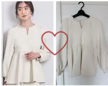 UNITED ARROWS 펄 모티브 페플럼 블라우스
