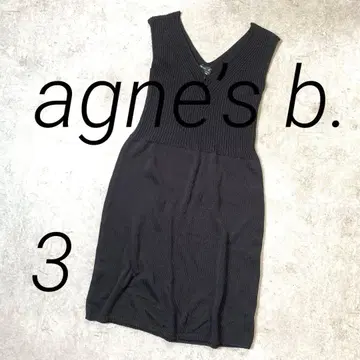 애니에스 베이 블랙 V넥 슬리브리스 니트 원피스 이탈리아제