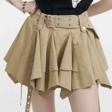 비대칭 밑단 벨티드 미니 스커트 jouetie