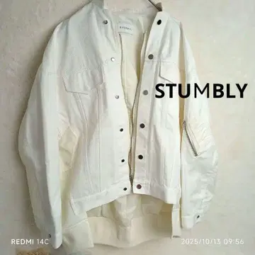 [ STUMBLY ] 화이트 데님 x 나일론 MA-1 자켓 새상품급 L