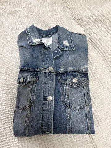 데님 블루 롱 자켓 데미지 가공 G 자켓