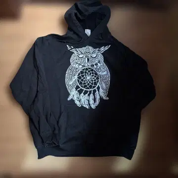US 구제 의류 XL 블랙 후드티 올빼미