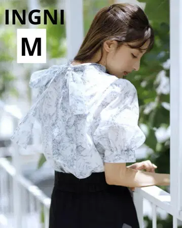 여성용 상의 반팔 쉬폰 블라우스 M 토와 드 주이 패턴 INGNI