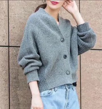 ADAM ET ROPE 그레이 긴팔 울 가디건 Free size