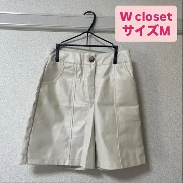 W closet 아이보리 화이트 숏팬츠 M 인조 가죽