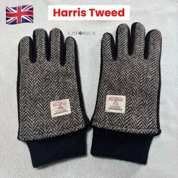 고급 해리스 트위드 HarrisTweed 울+가죽 헤링본 장갑