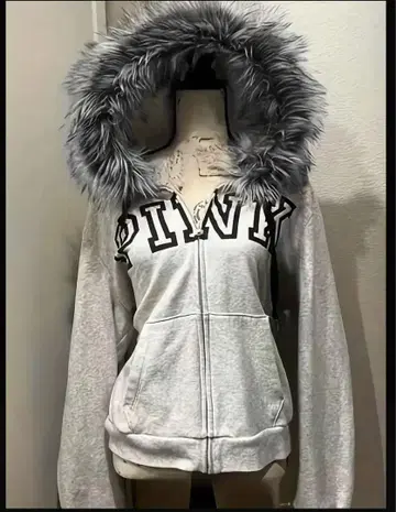 PINK 후드 부착 집업 후드티