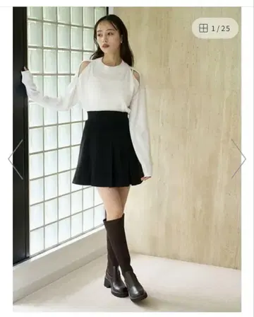 [ 금일 한정 판매 ] snidel 허리 리브 플리츠 미니 스커트