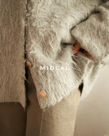 mideal 샤기 가디건 그레이