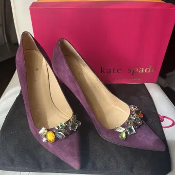 kate spade 보라색 스웨이드 펌프스 US 6 JP 23cm