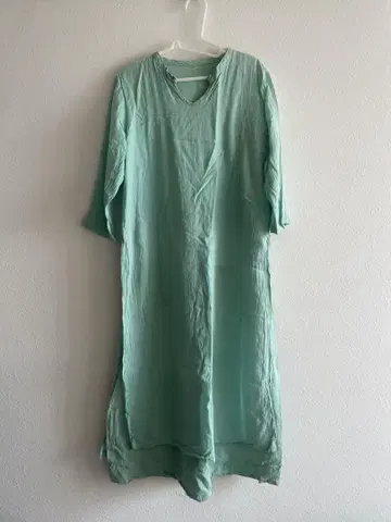 쳉 선생님의 일상복 이층 레이어드 원피스 얇은 소재 민트 그린