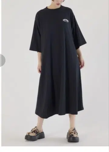 로데오 크라운 와이드 보울 7부 소매 맥시 원피스 블랙 미개봉 새상품