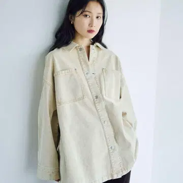 [ 미사용 새상품 ] LEPSIM / 프린지 패치 BIG 데님 셔츠