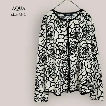 아쿠아 AQUA 꽃무늬 가디건 집업 장미 무늬 올 패턴 아이보리