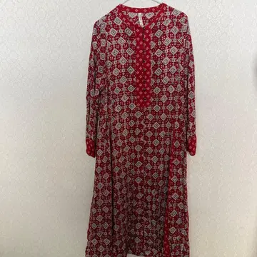 MALAIKA 레드 패턴 롱 원피스
