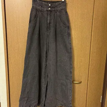 dazzlin 블랙 데님 와이드 팬츠