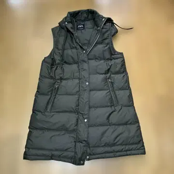 ZARA 다운 베스트 롱 카키