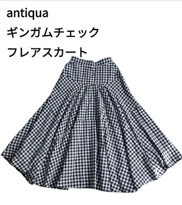 antiqua 깅엄 체크 플레어 스커트 롱