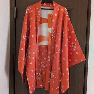 [ 일본 의류 ] [ 시침질 실 포함 ] 겉옷 꽃무늬 오렌지