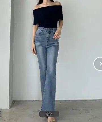 Louere 스트레치 플레어 데님 팬츠 샘플 S