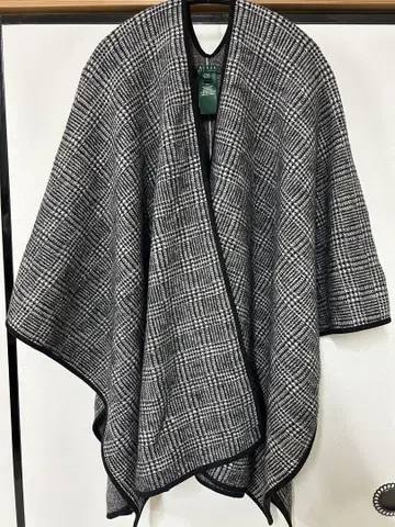 랄프 로렌 체크 판초 케이프