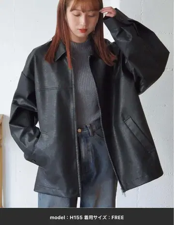인조 가죽 더블 지퍼 블루종