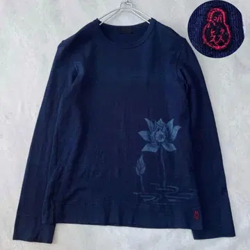 네이비 나염풍 티셔츠 연꽃 모티브 일본제 팔라스 팰리스 새상품급
