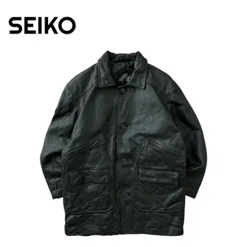 [ 새상품급 ] SEIKO 90s 가죽 카 코트 싱글 자켓 충전솜