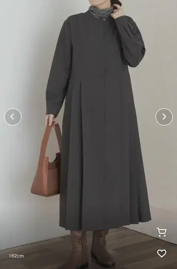 다크 그레이 롱 드레스 플리츠