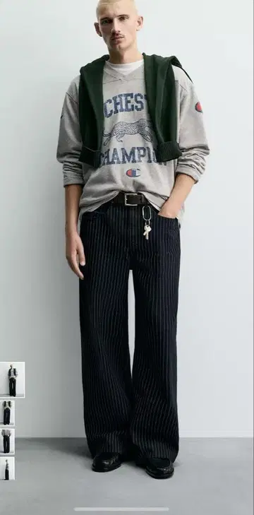 Champion ZARA 스트라이프 배기 핏 청바지