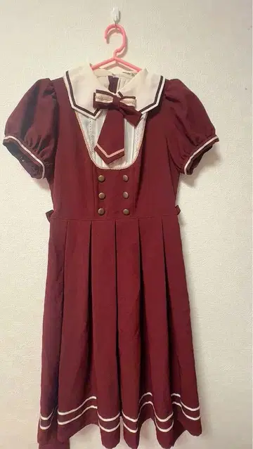 와인 레드 반팔 미니 원피스