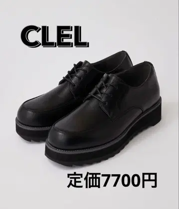 CLEL 블랙 가죽 드레스 슈즈 통굽 슈즈 가죽 신발 클레이 L