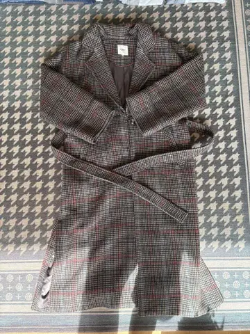 BEAMS HEART 체크 무늬 롱 코트 M