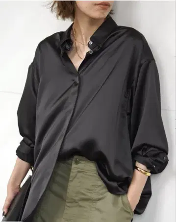 AP STUDIO 새틴 블랙 버튼 셔츠 새상품