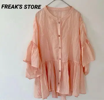 프릭스스토어 FREAK'S STORE 핑크 프릴 소매 버튼 셔츠
