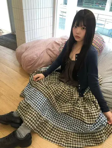 coyseio 체크 롱 스커트