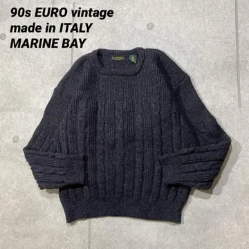 90s 유로 빈티지 이탈리아제 MARINE BAY 케이블 니트 L