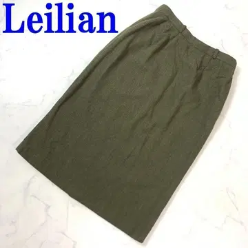 Leilian 레리안 울 100% 롱 스커트 카키 9 C9561