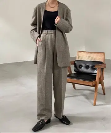 neuna 노카라 자켓 팬츠 셋업