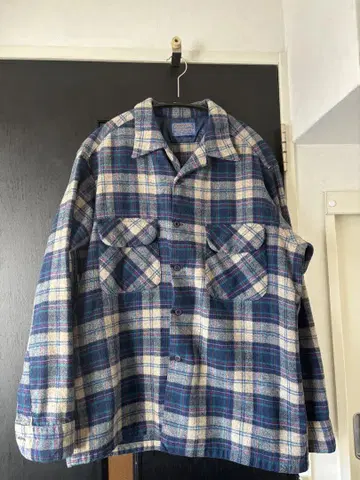 Pendleton 울 체크 무늬 플란넬 셔츠 L 70s 미국제