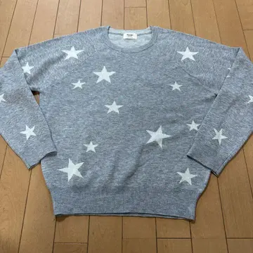 BEAMS HEART 긴팔 니트 그레이 별 패턴 M 사이즈