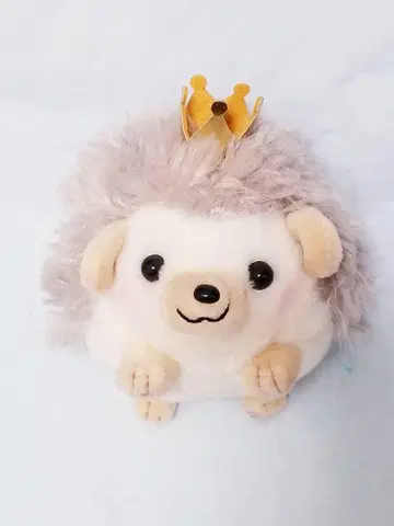 왕관 달린 고슴도치 봉제 인형 약 15cm