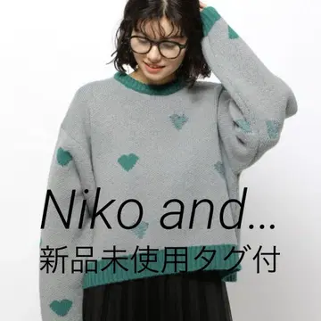 미사용 새상품 niko and - 하트 자카드 니트 풀오버